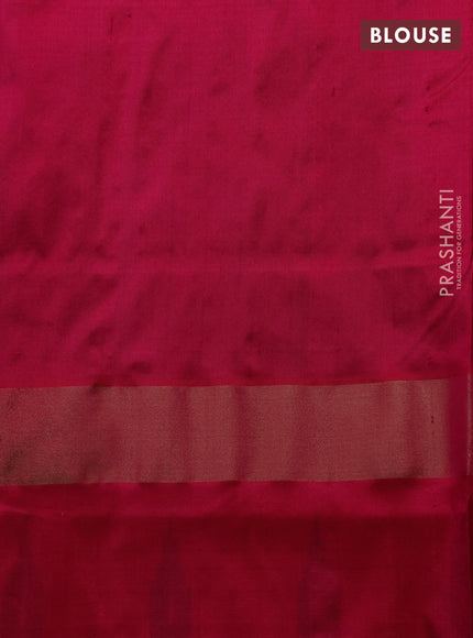 Pochampally silk saree navy blue and pink with allover ikat weaves and long ikat zari woven border