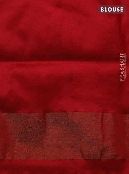 Pochampally silk saree sunset orange and red with allover ikat weaves and ikat zari woven border