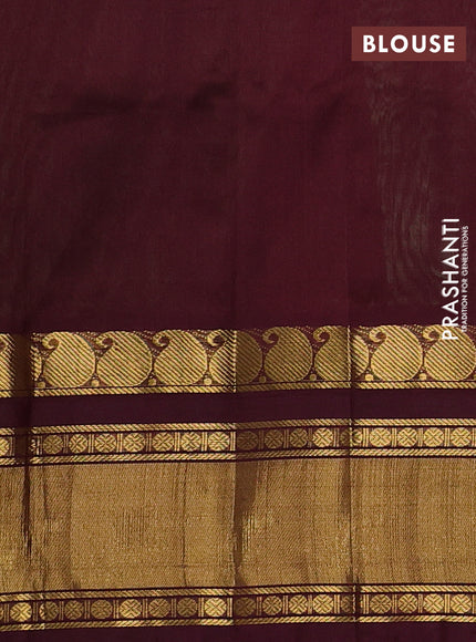 Silk cotton saree pista green and deep maroon with allover checked pattern and zari woven korvai border