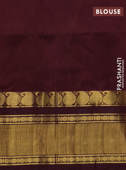 Silk cotton saree mustard yellow and coffee brown with allover checked pattern and zari woven korvai border