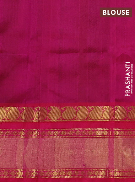 Silk cotton saree green and pink with allover checked pattern and zari woven korvai border