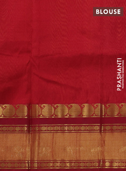 Silk cotton saree sunset orange and maroon with allover checked pattern and zari woven korvai border