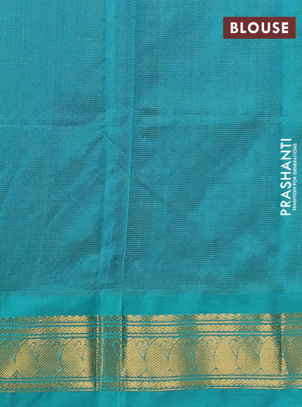 Silk cotton saree royal blue and teal blue with allover zari vairaosi pattern and zari woven korvai border