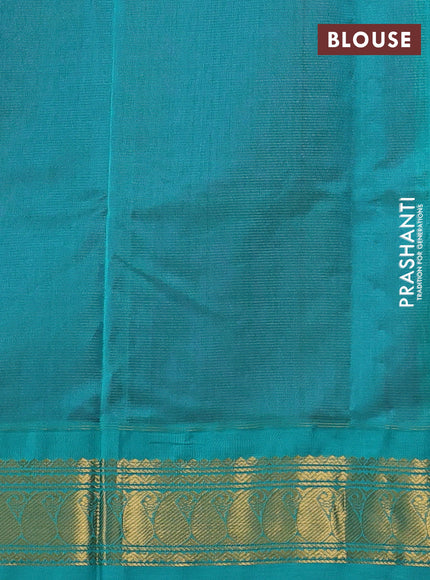 Silk cotton saree purple and teal blue with allover zari vairaosi pattern and zari woven korvai border