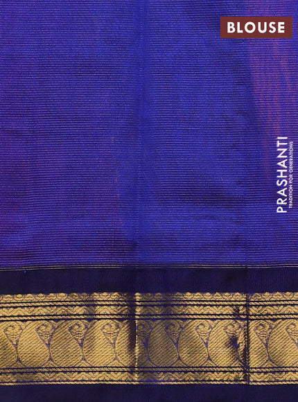 Silk cotton saree peach pink and navy blue with allover zari vairaosi pattern and zari woven korvai border