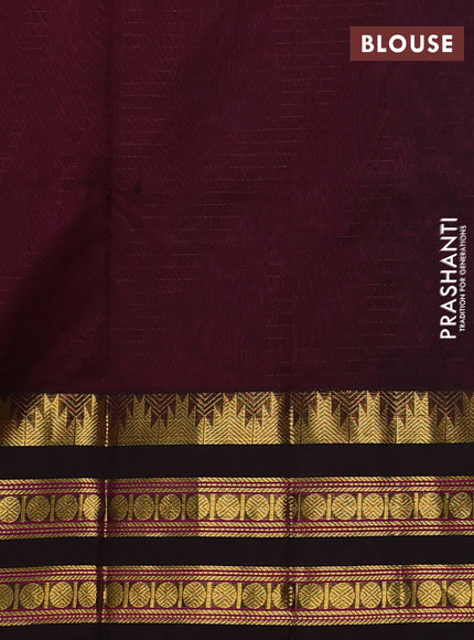 Silk cotton saree pink and coffee brown with allover zari checked pattern and temple design rettapet zari woven border