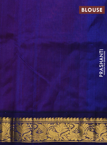Silk cotton saree red and navy blue with plain body and zari woven korvai border