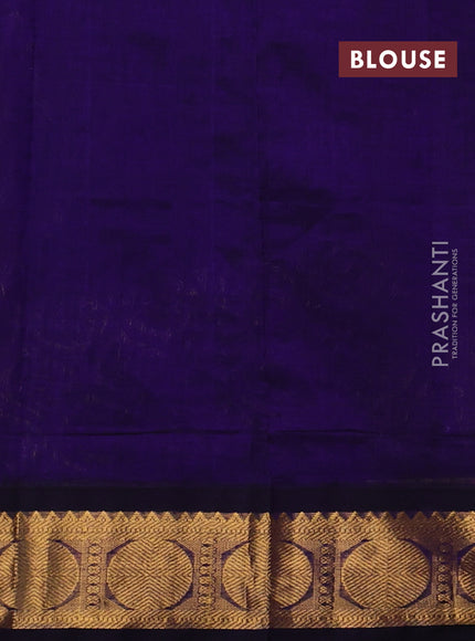 Silk cotton saree pink and blue with allover checked pattern and rudhraksha zarri woven border