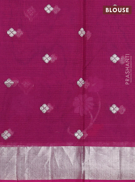 Pure zari kota silk saree blue and pink with allover thread & silver zari woven buttas and zari woven border