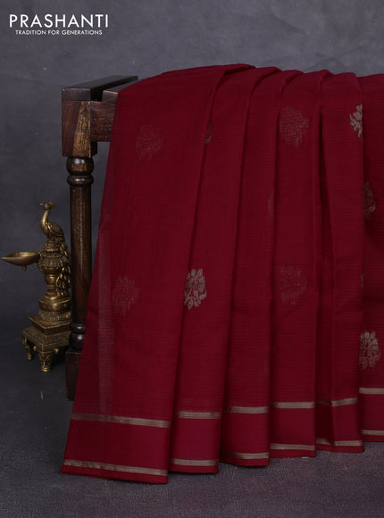 Pure zari kota silk saree maroon with allover zari woven buttas and rettapet zari woven border