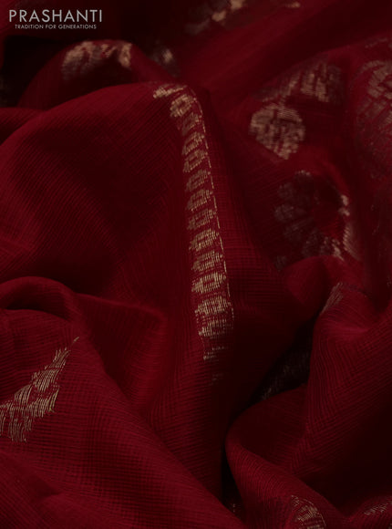 Pure zari kota silk saree maroon with allover zari woven buttas and rettapet zari woven border