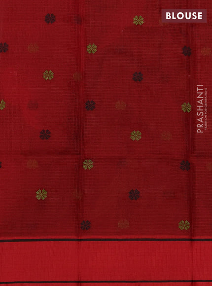 Pure zari kota silk saree black and red with allover thread woven buttas and rettapet border
