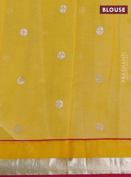 Pure zari kota silk saree cream and magenta pink with allover silver weaves & buttas and simple zari woven border