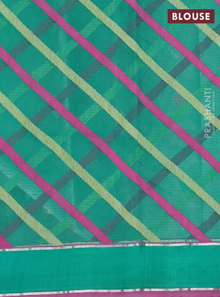 Pure zari kota silk saree teal green with allover silver & zari woven buttas and rettapet zari woven border