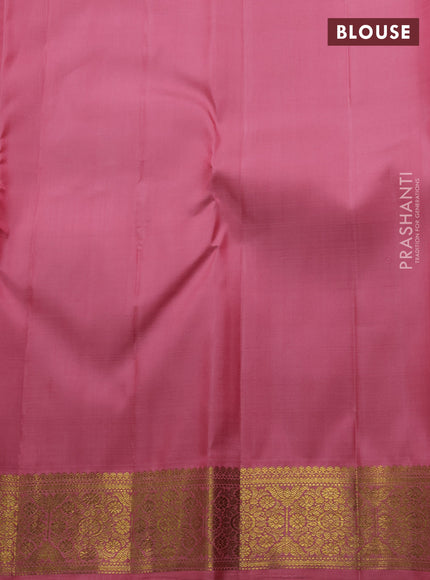 Pure kanchipuram silk saree pastel pink with annam zari woven buttas and zari woven border