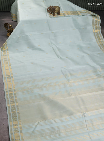 Pure kanchipuram silk saree pastel shade with zari woven buttas and annam zari woven border