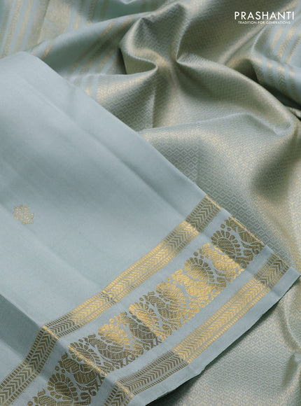 Pure kanchipuram silk saree pastel shade with zari woven buttas and annam zari woven border