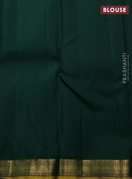Pure kanchipuram silk saree dark green with zari woven buttas and small zari woven border