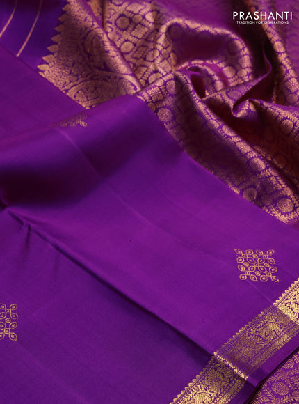 Pure kanchipuram silk saree purple with zari woven buttas and small zari woven border
