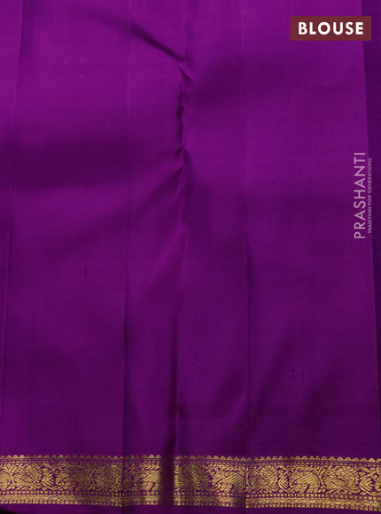 Pure kanchipuram silk saree purple with zari woven buttas and small zari woven border