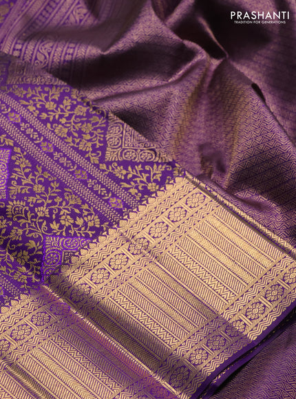 Pure kanchipuram tissue silk saree purple with allover zari woven bocade weaves and rich zari woven border
