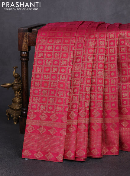 Pure kanchipuram silk tissue saree maroon with allover zari woven bocade weaves and rich zari woven border