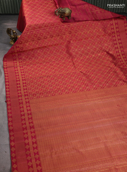 Pure kanchipuram silk tissue saree maroon with allover zari woven bocade weaves and rich zari woven border
