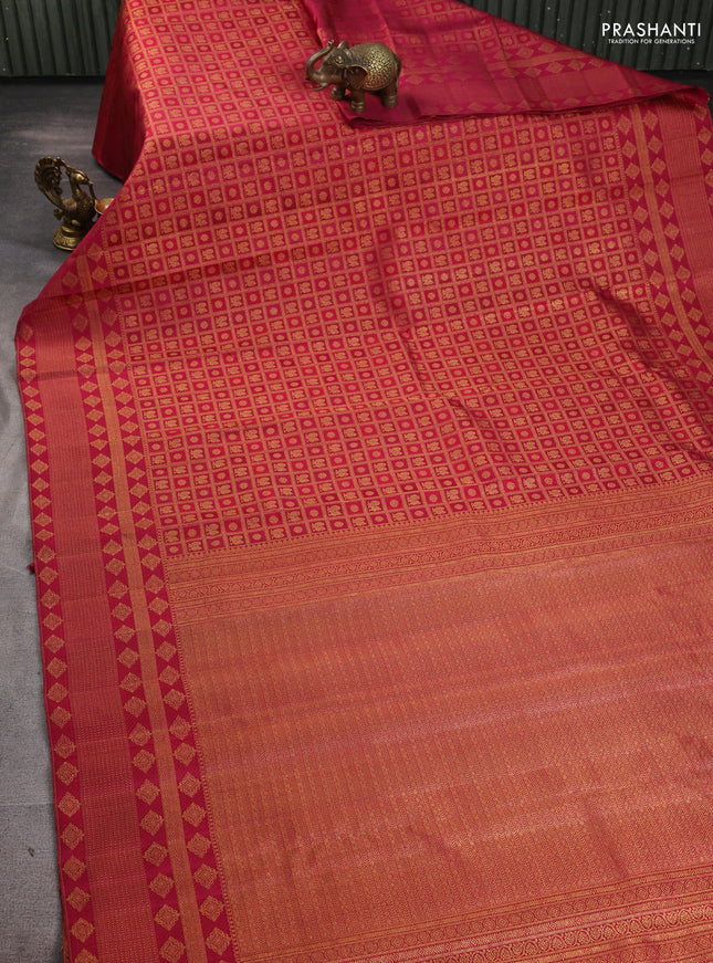 Pure kanchipuram silk tissue saree maroon with allover zari woven bocade weaves and rich zari woven border