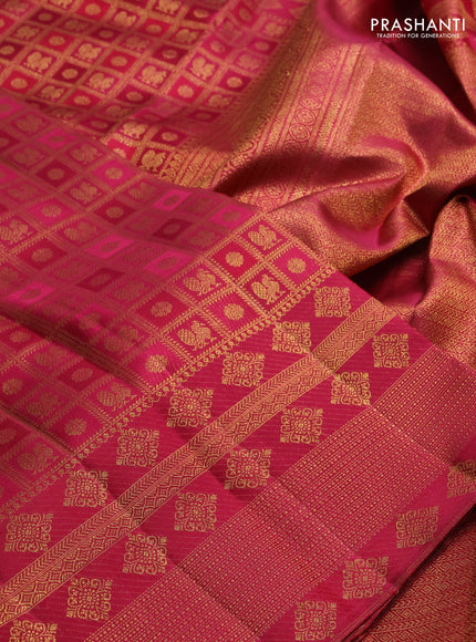 Pure kanchipuram silk tissue saree maroon with allover zari woven bocade weaves and rich zari woven border