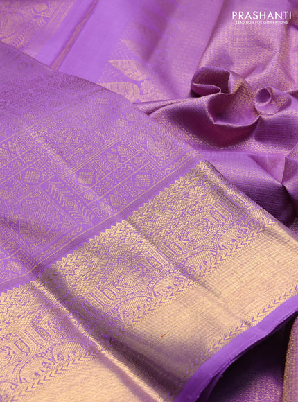 Pure kanchipuram silk saree lavender with allover zari woven bocade weaves and rich zari woven border