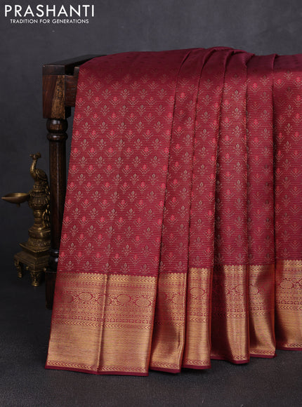 Pure kanchipuram silk saree maroon with allover zari woven bocade weaves and rich zari woven border
