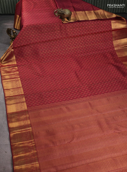 Pure kanchipuram silk saree maroon with allover zari woven bocade weaves and rich zari woven border