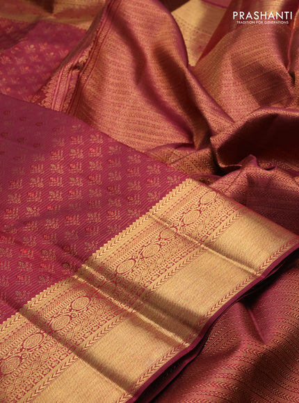 Pure kanchipuram silk saree maroon with allover zari woven bocade weaves and rich zari woven border