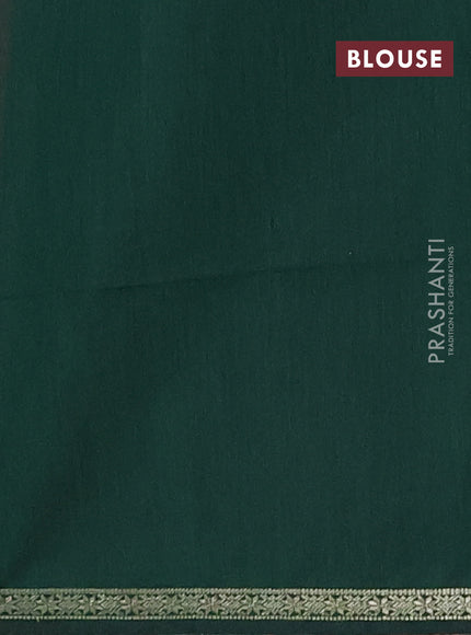 Semi maheswari cotton saree onion pink and bottle green with zari woven buttas and small zari woven border