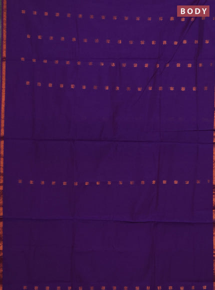 Semi maheswari cotton saree purple and maroon with zari woven buttas and small zari woven border