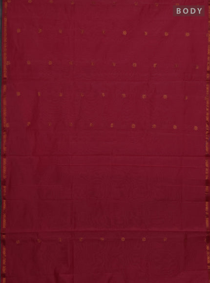 Semi maheswari cotton saree pink shade and purple with copper zari woven buttas and small copper zari woven border