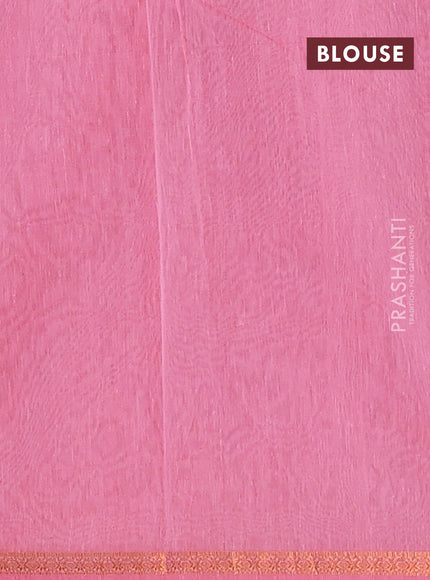 Semi maheswari cotton saree brown and pink shade with zari woven buttas and small zari woven border