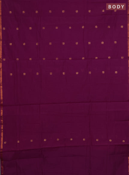 Semi maheswari cotton saree magenta pink and mustard yellow with zari woven buttas and small zari woven border