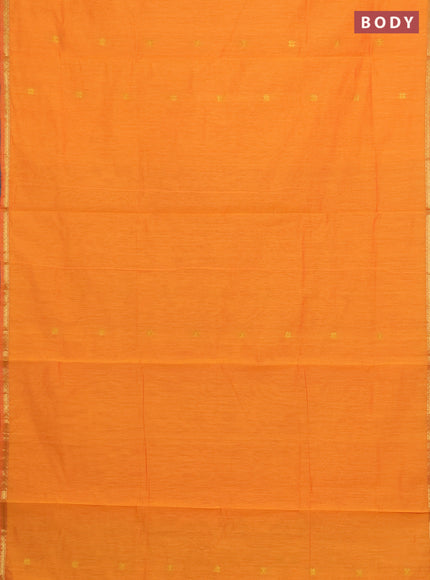 Semi maheswari cotton saree orange and pink with zari woven buttas and small zari woven border