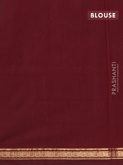 Semi maheswari cotton saree green and maroon with zari woven buttas and small zari woven border