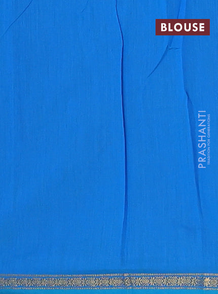 Semi maheswari cotton saree mehendi green and cs blue with zari woven buttas and small zari woven border