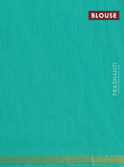 Semi maheswari cotton saree dual shade of pink and teal green with zari woven buttas and small zari woven border