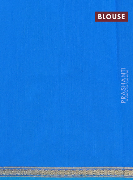 Semi maheswari cotton saree dual shade of brown and cs blue with zari woven buttas and small zari woven border