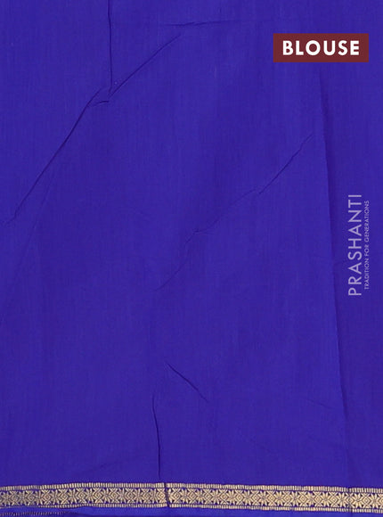 Semi maheswari cotton saree magenta pink and blue with zari woven buttas and small zari woven border