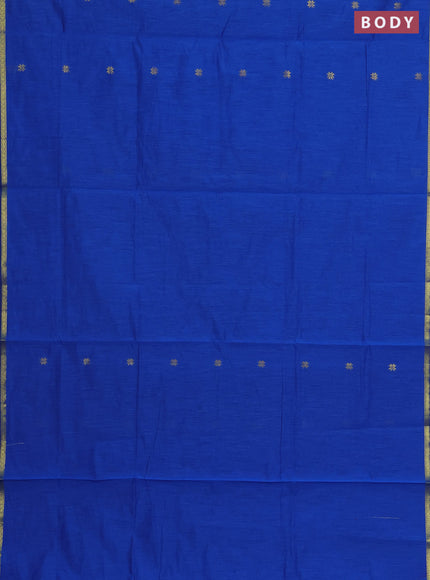 Semi maheswari cotton saree blue and maroon with zari woven buttas and small zari woven border