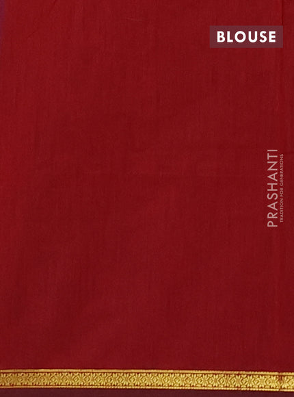 Semi maheswari cotton saree blue and maroon with zari woven buttas and small zari woven border