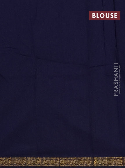 Semi maheswari cotton saree lime green and navy blue with zari woven buttas and small zari woven border