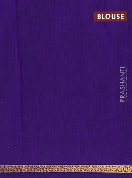 Semi maheswari cotton saree teal blue and violet with zari woven buttas and small zari woven border