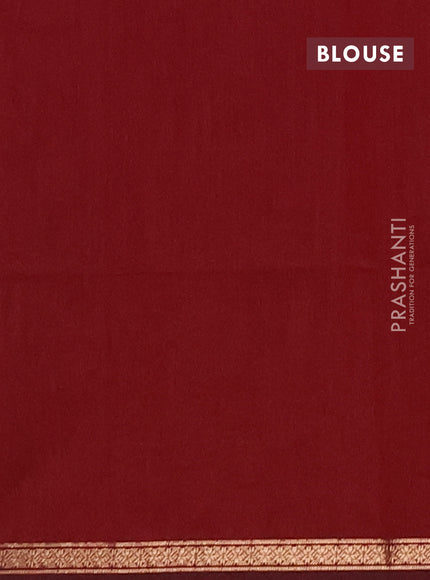 Semi maheswari cotton saree mustard yellow and maroon with zari woven buttas and small zari woven border
