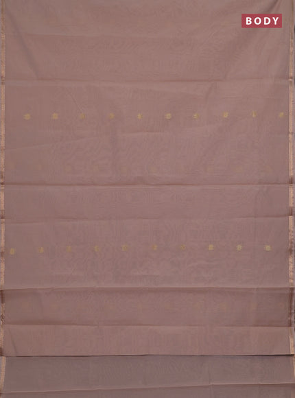 Semi maheswari cotton saree beige and blue with zari woven buttas and small zari woven border